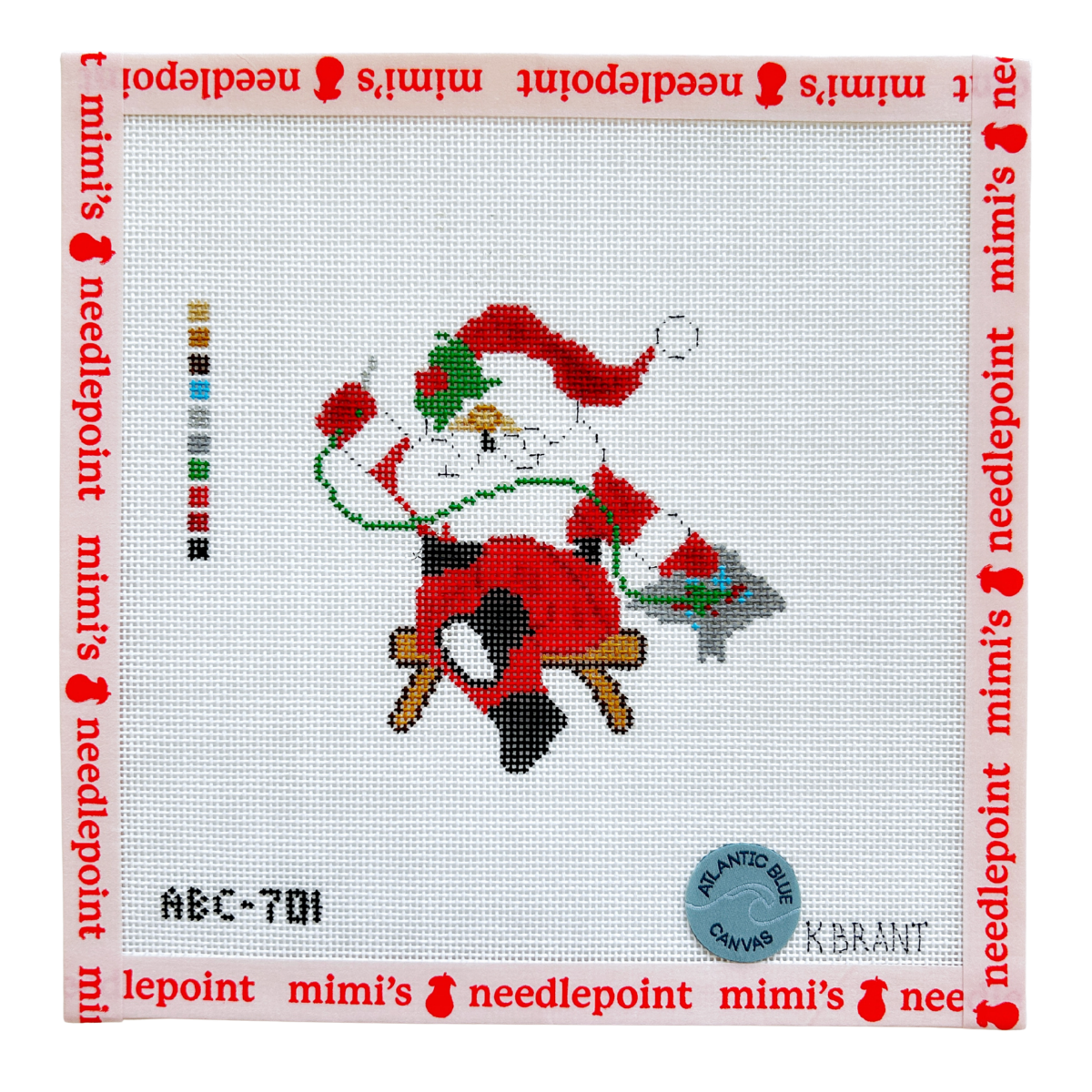 Needlepointing Santa