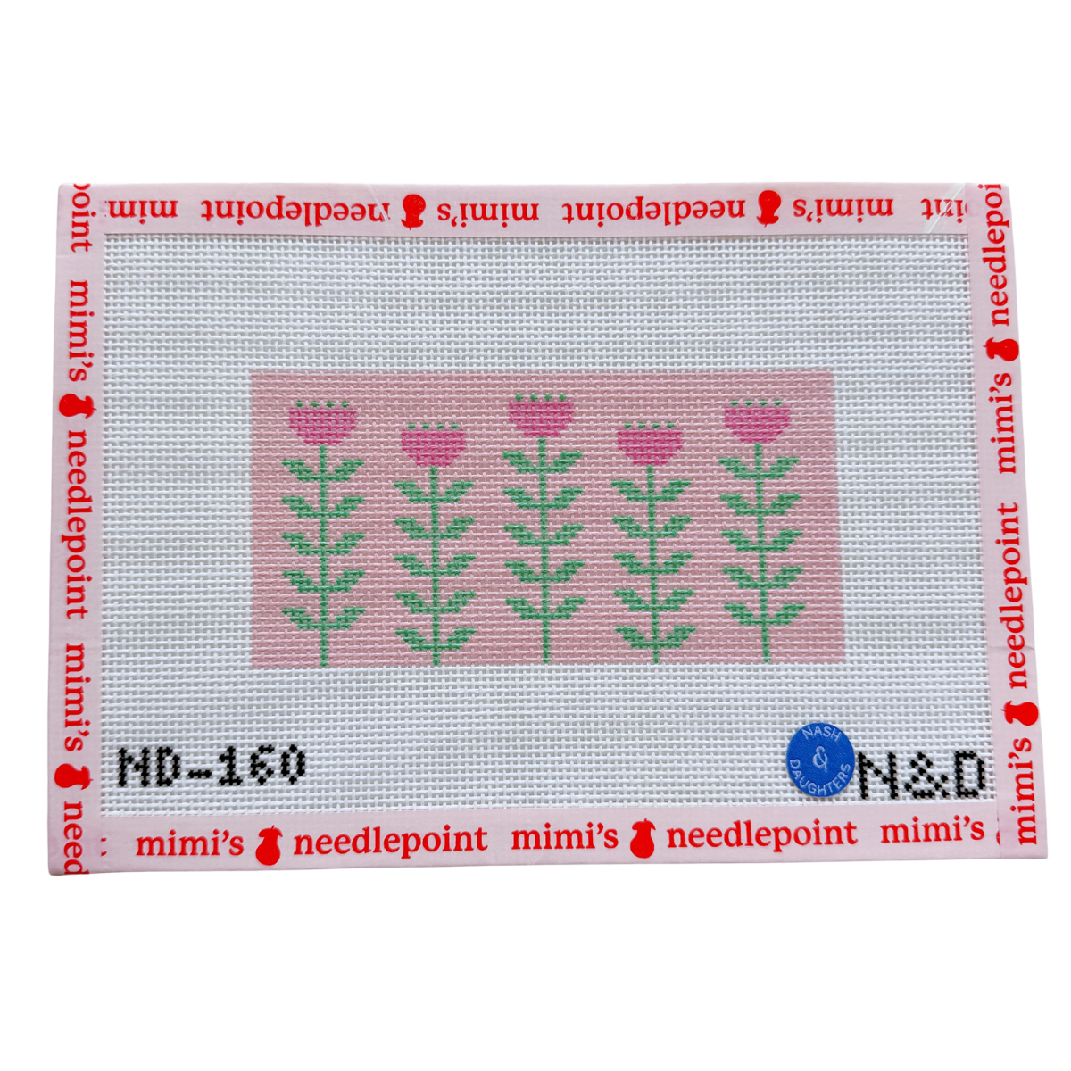 Pink & Green Block Print Flower