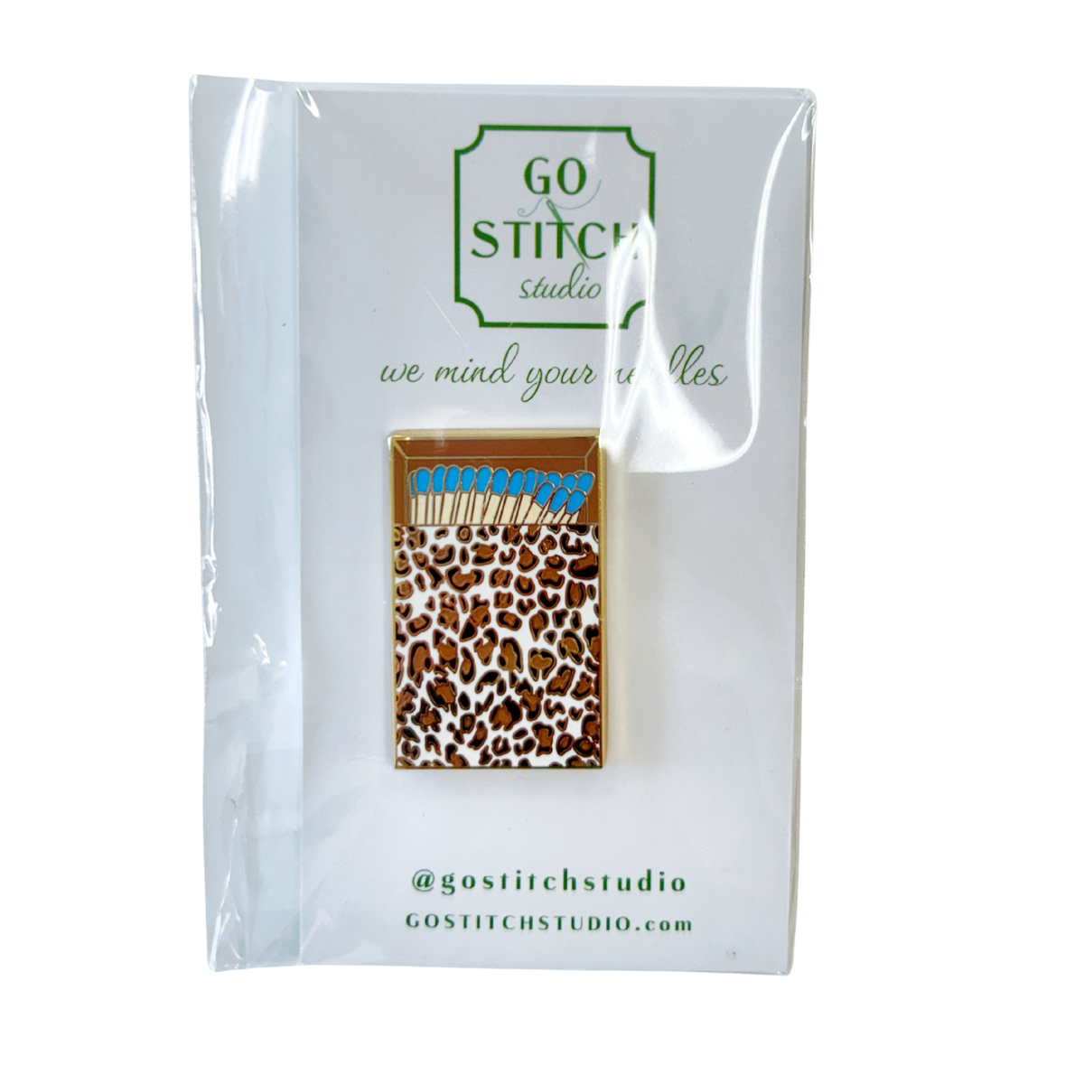 Blue Leopard Print Matchbox Needle Minder