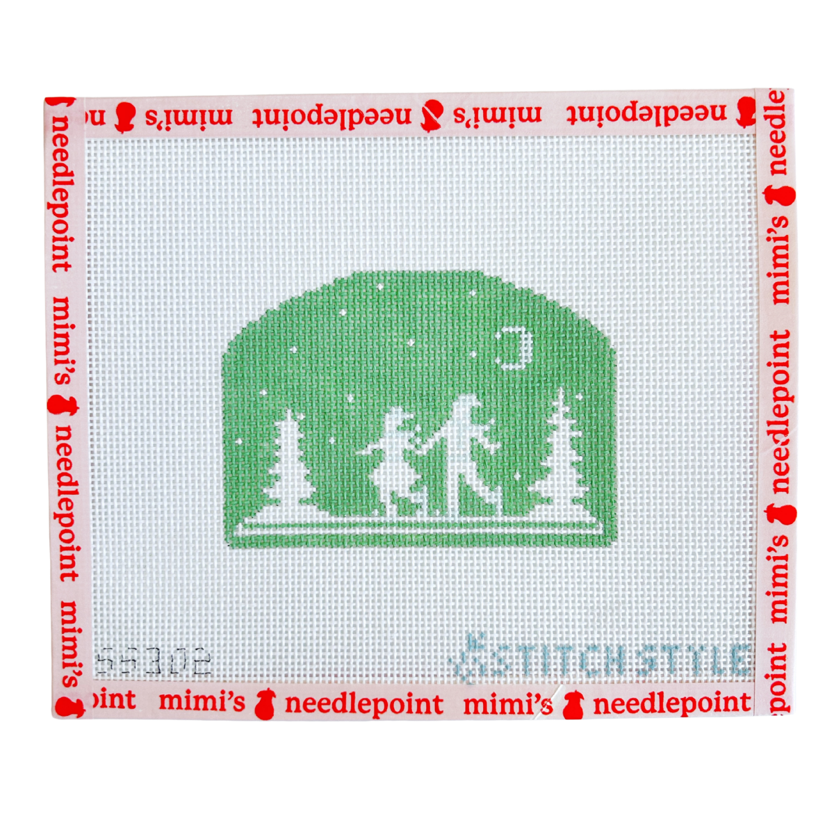 Mint Green Figure Skaters Silhouette in Forest