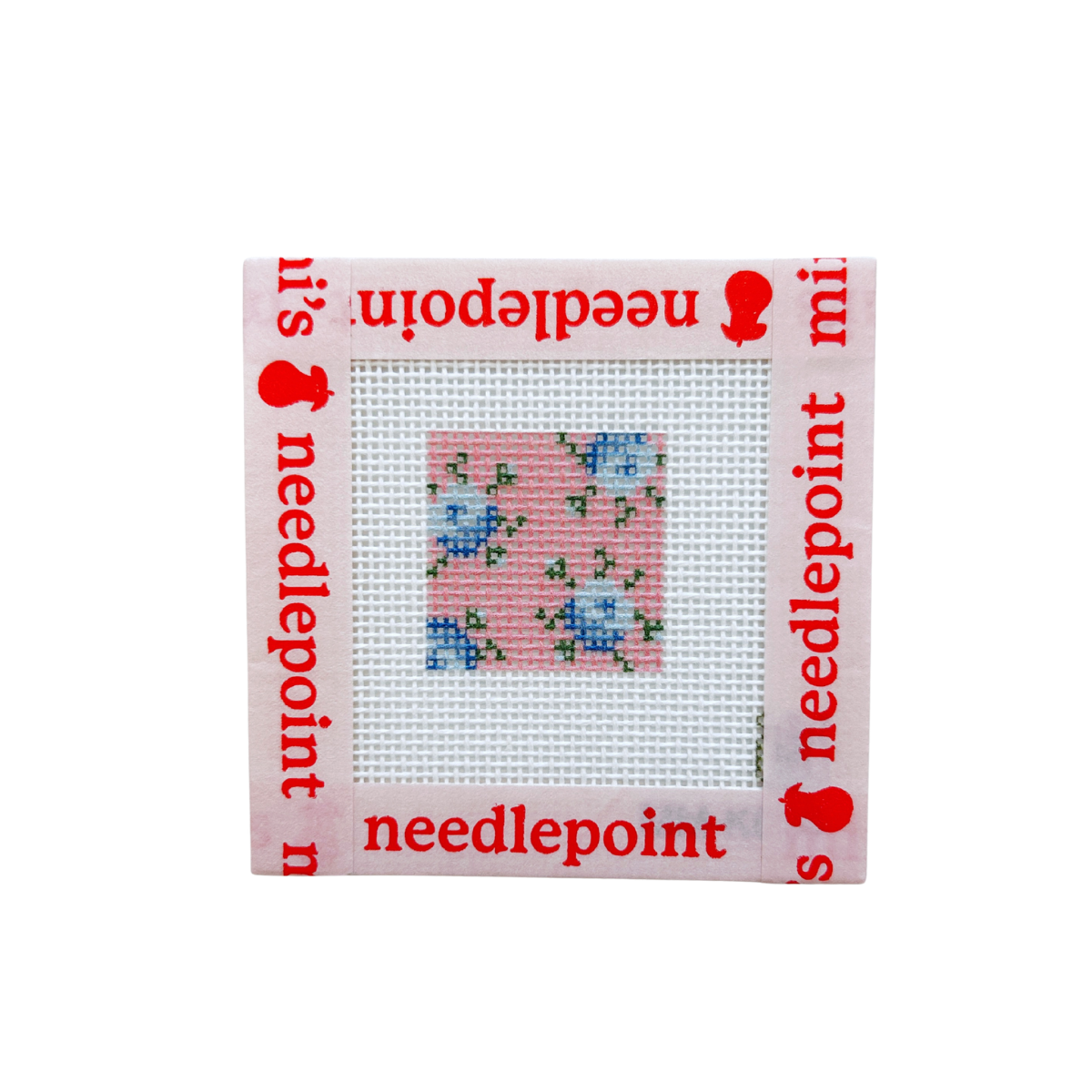 Blue Floral with Pink Background