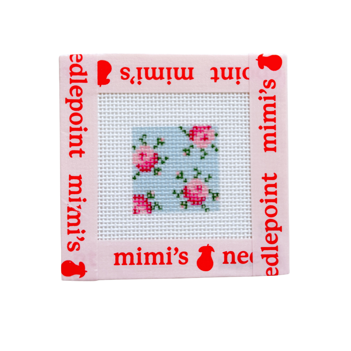 Pink Floral with Blue Background