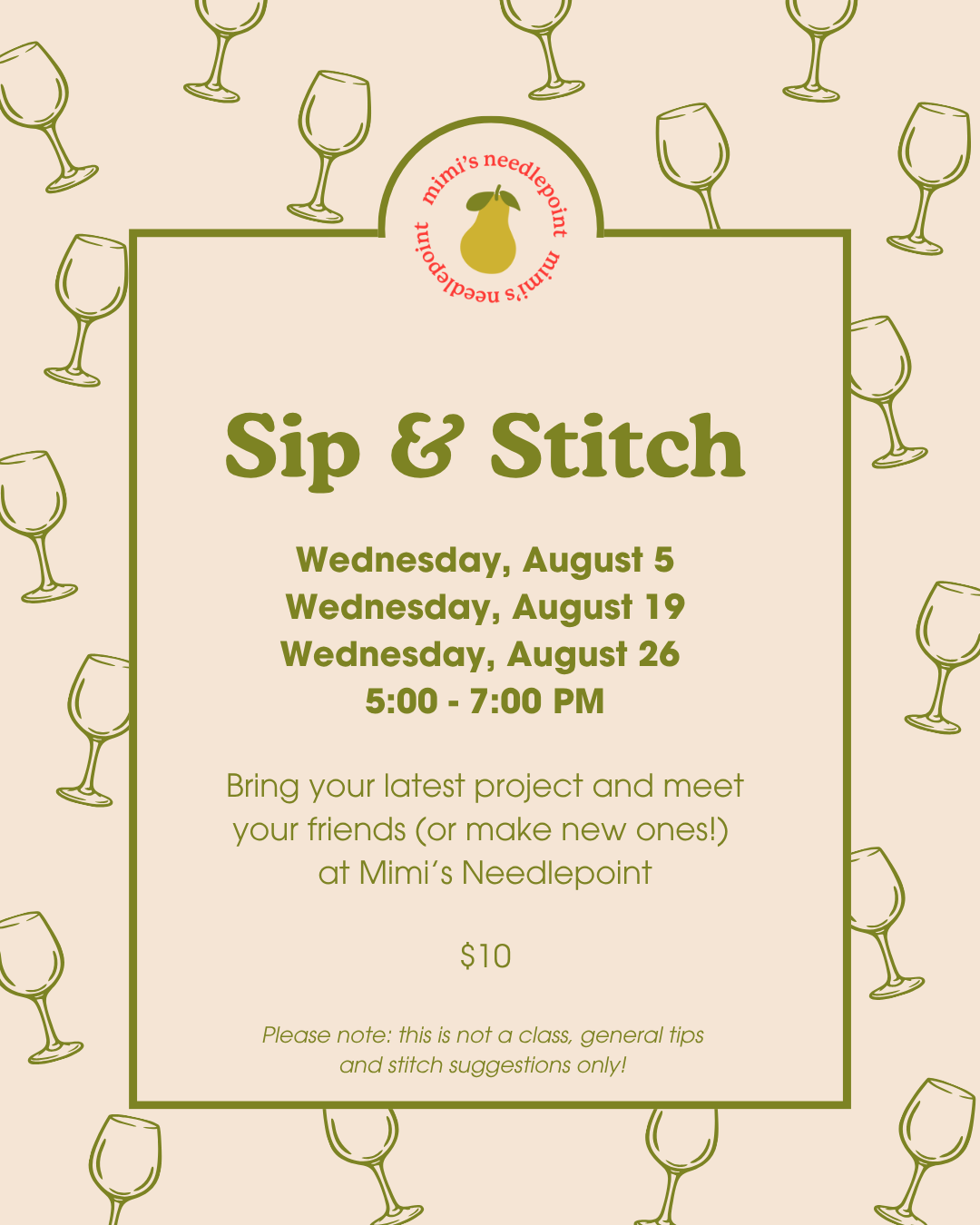 Sip & Stitch | August 2026
