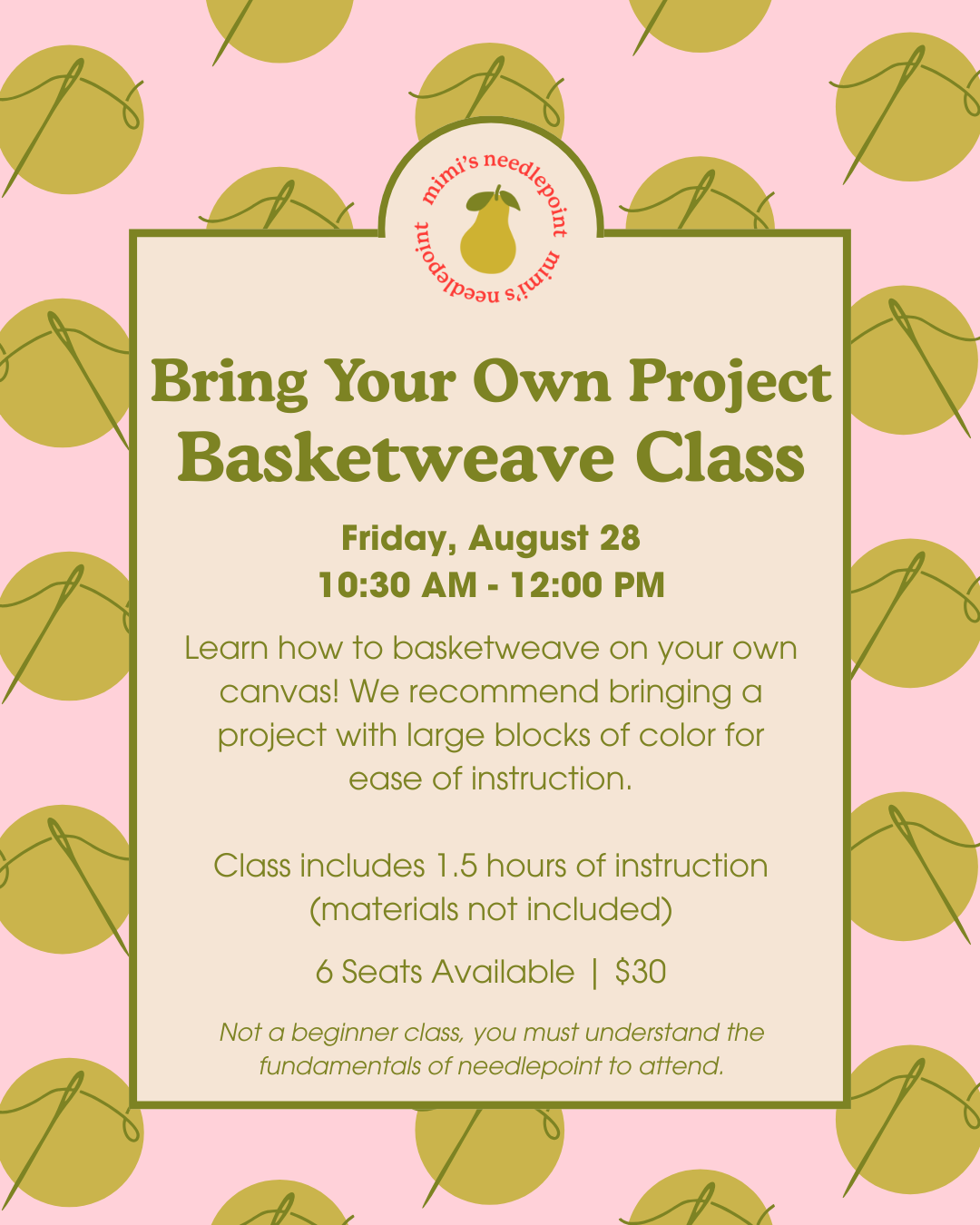 Bring Your Own Project Basketweave Class | August 28, 2026