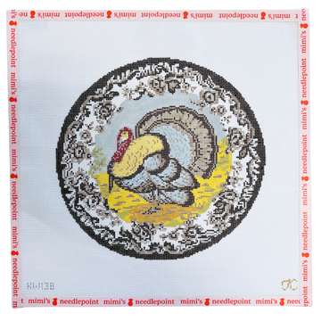 Transferware Turkey Pillow
