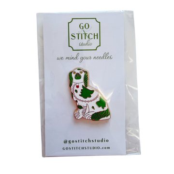 Green Staffordshire Dog Needle Minder