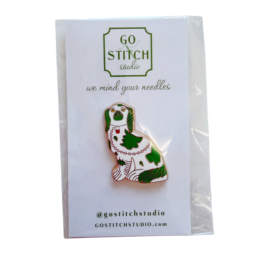 Green Staffordshire Dog Needle Minder