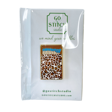 Blue Leopard Print Matchbox Needle Minder