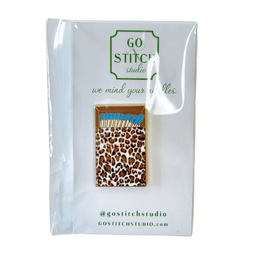 Blue Leopard Print Matchbox Needle Minder
