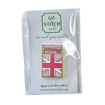 Pink British Flag Matchbox Needle Minder