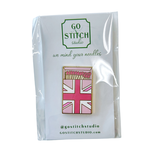 Pink British Flag Matchbox Needle Minder