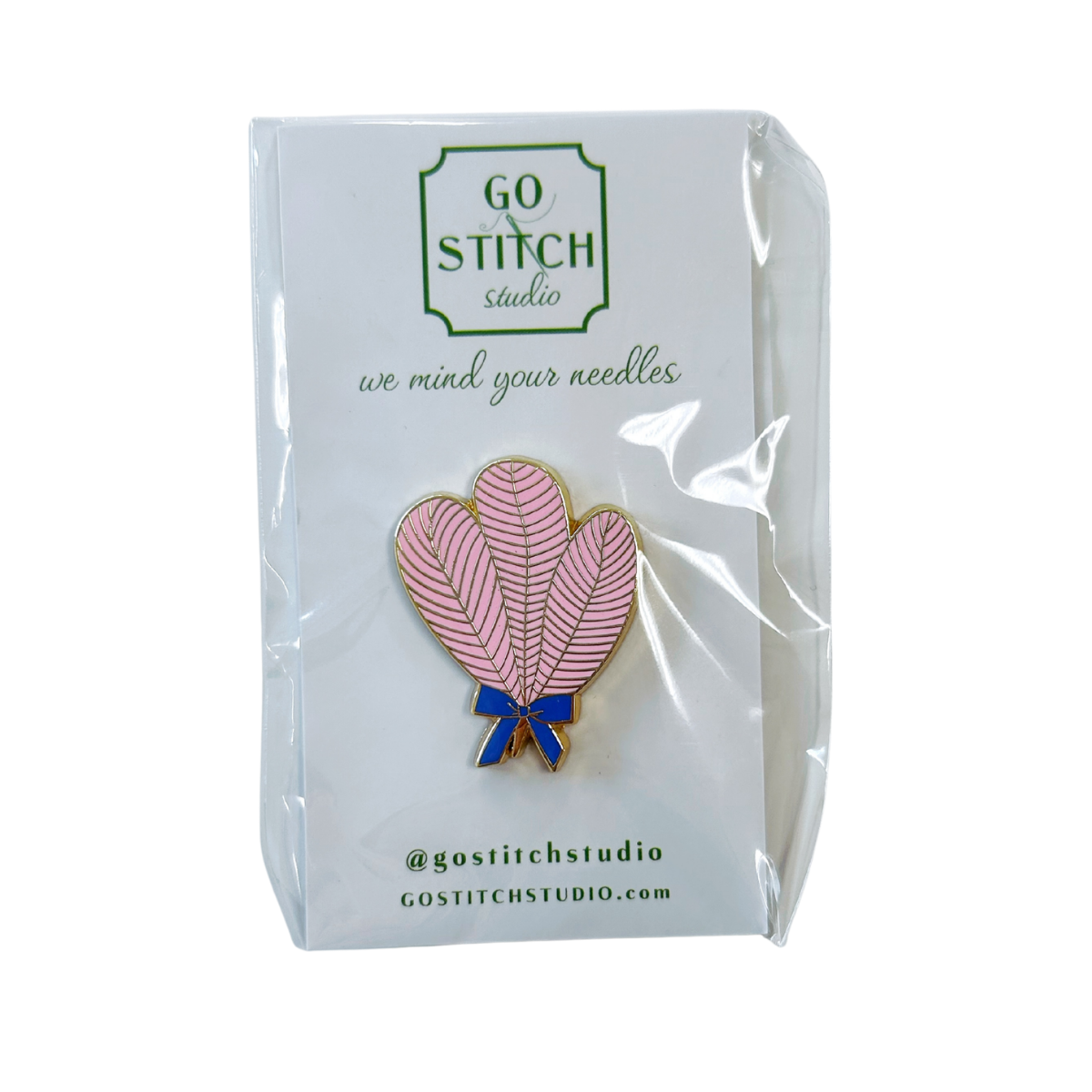 Pink Ostrich Feather Fan Needle Minder