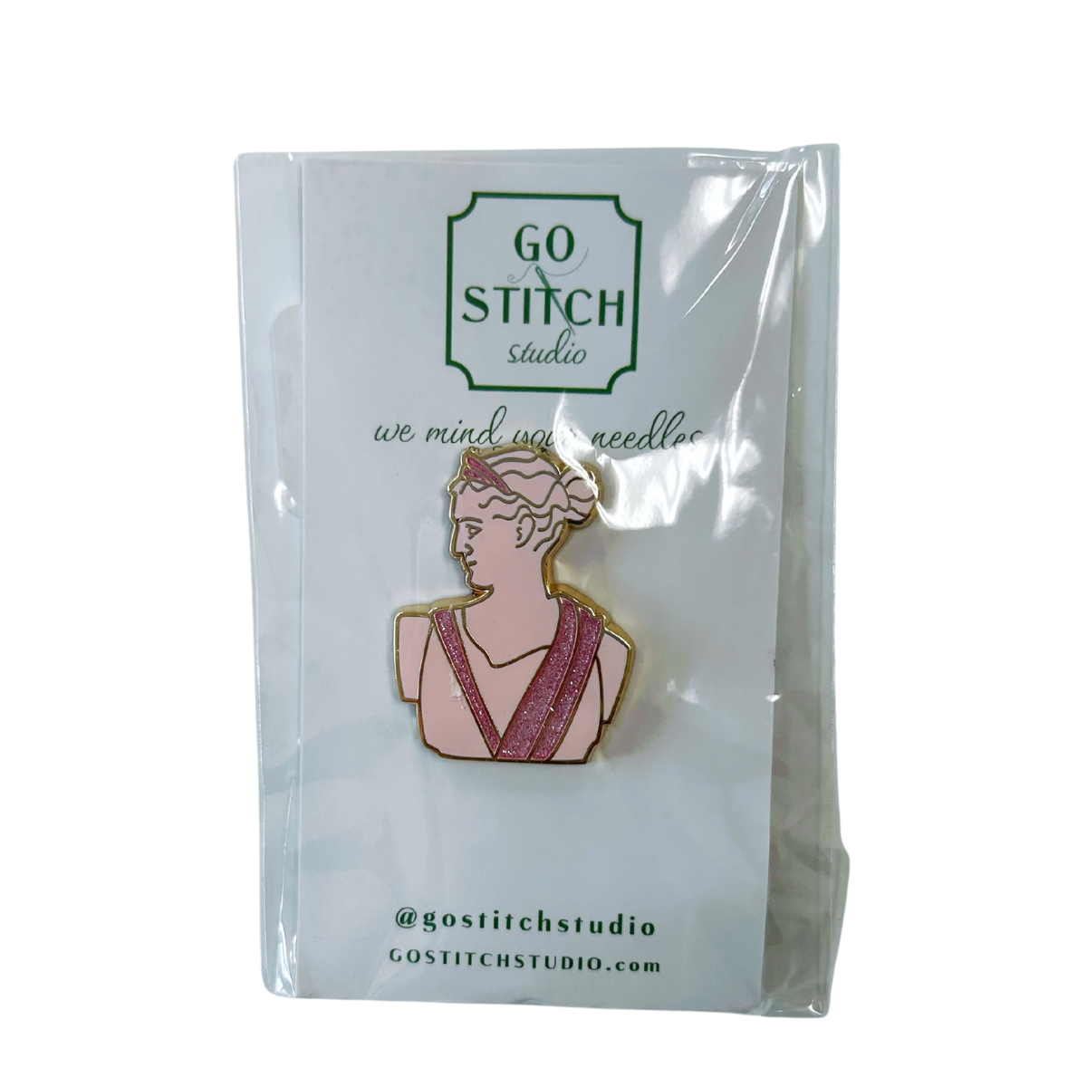 Pink Greek Goddess Statue with Glitter Accents