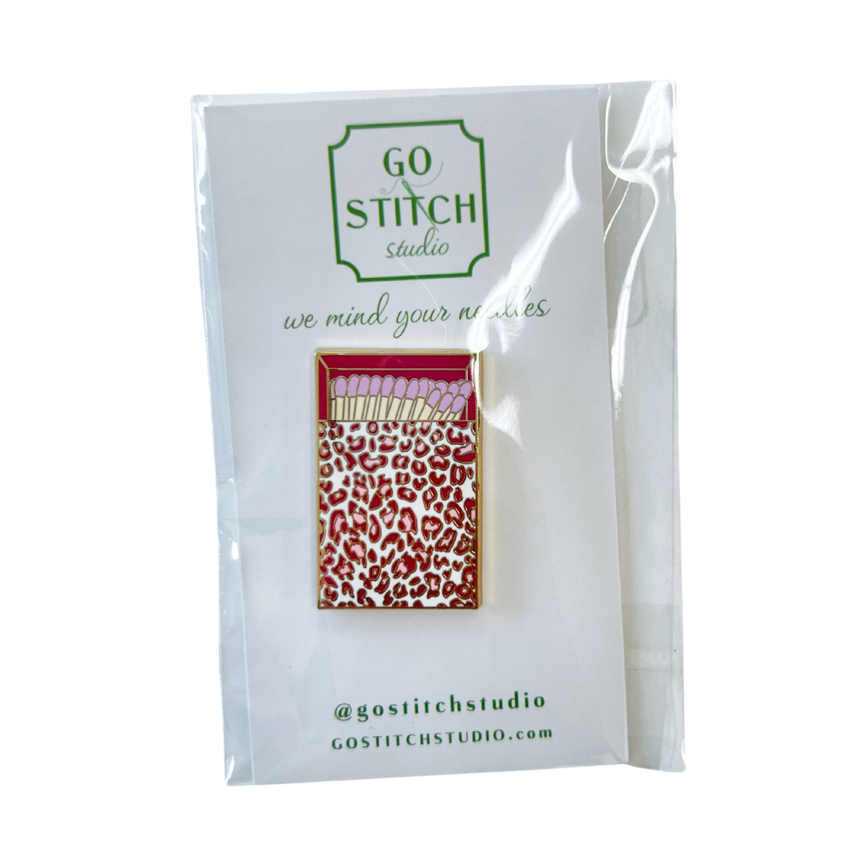 Pink Leopard Print Matchbox Needle Minder