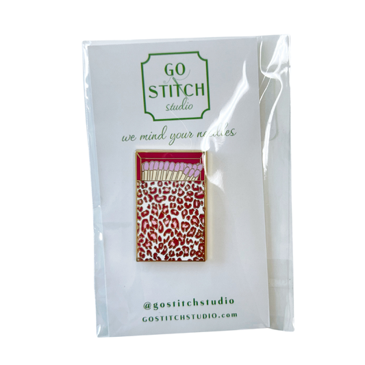 Pink Leopard Print Matchbox Needle Minder