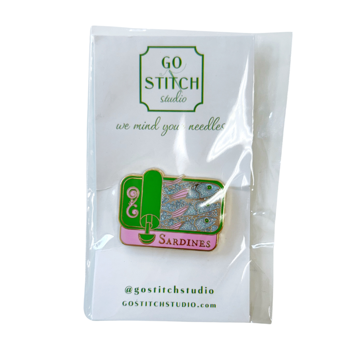Pink and Green Sardine Can Needle Minder
