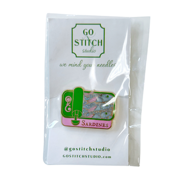 Pink and Green Sardine Can Needle Minder