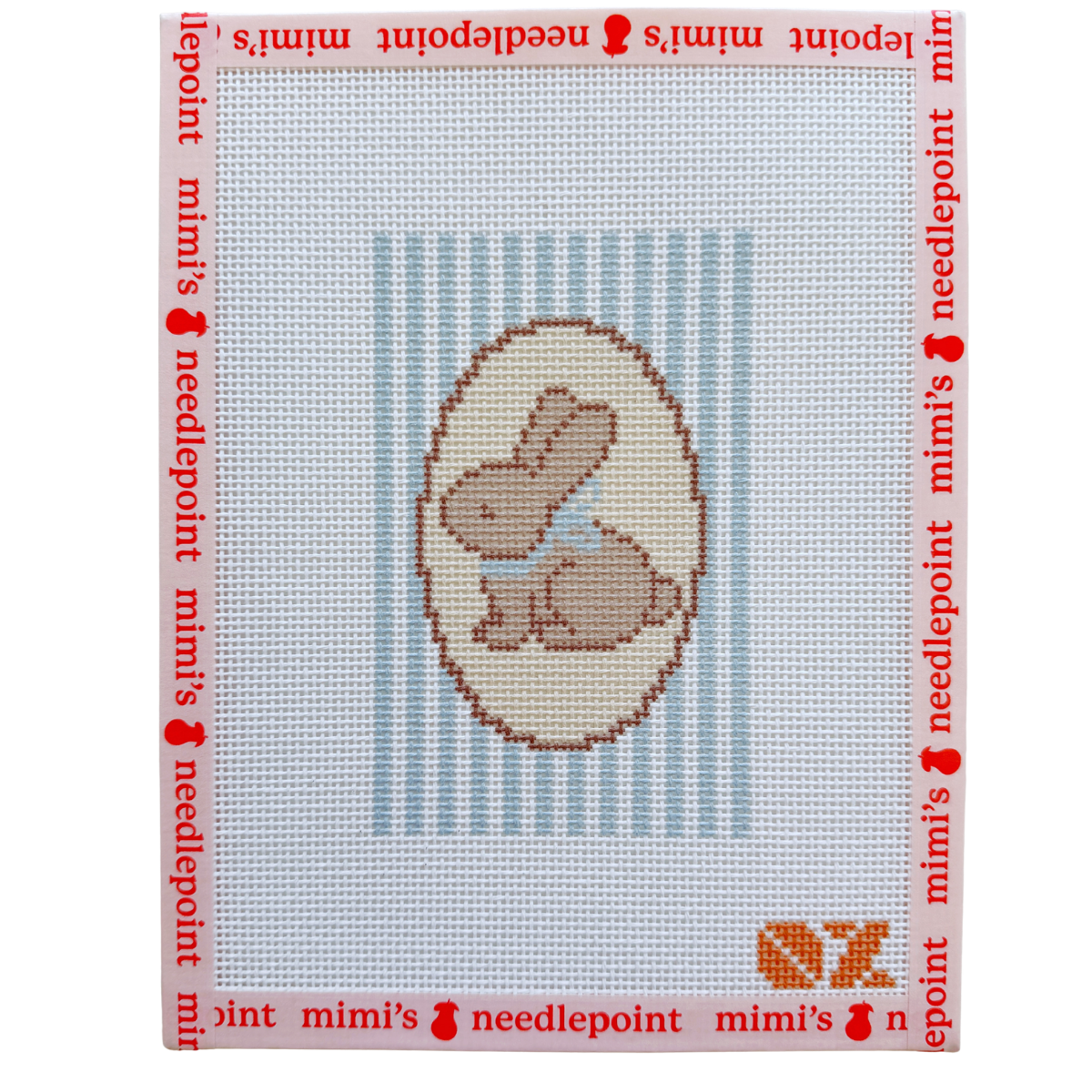 Blue Bunny Striped Oval