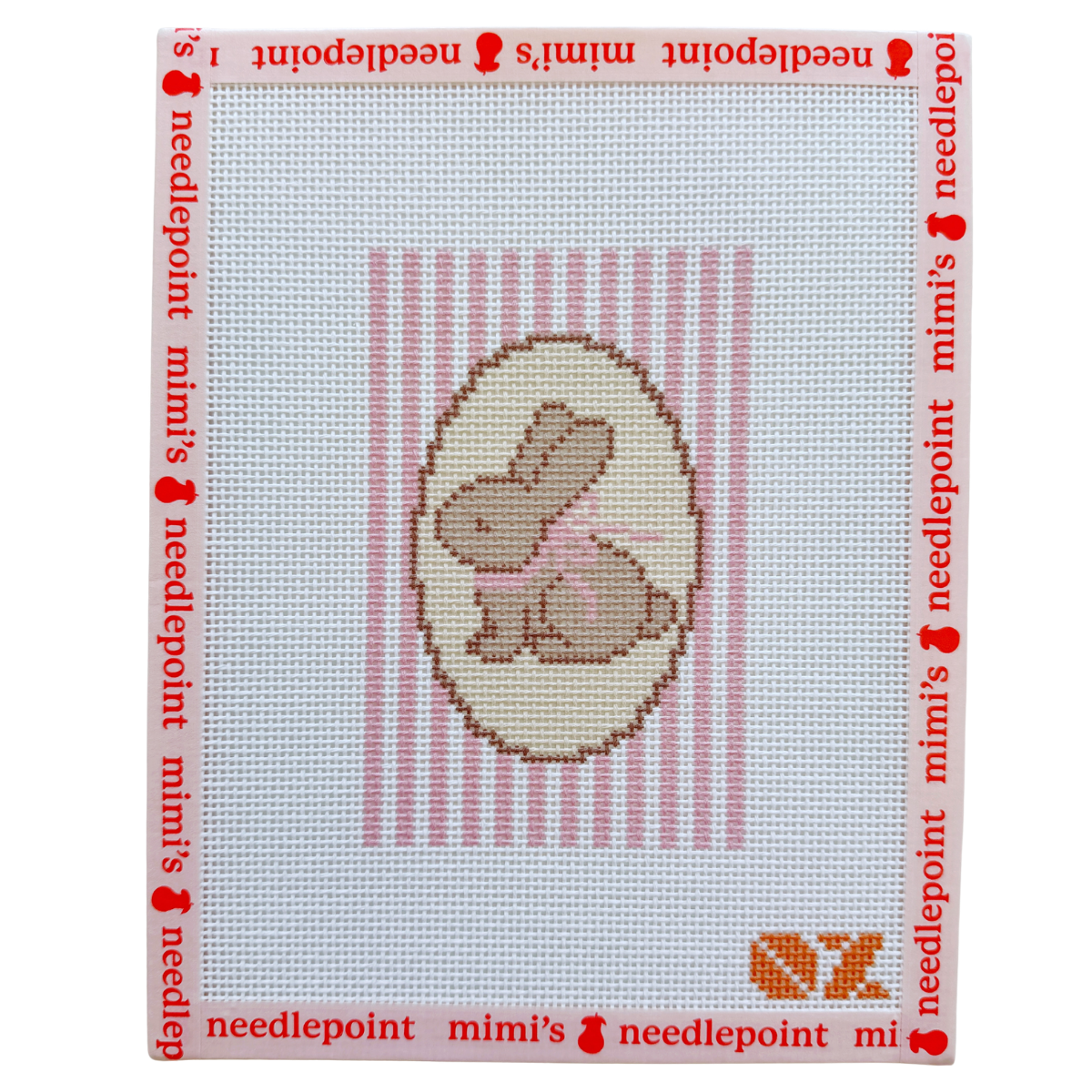 Pink Bunny Striped Oval