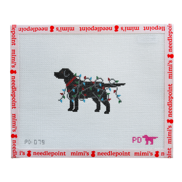 Christmas Lights Black Lab