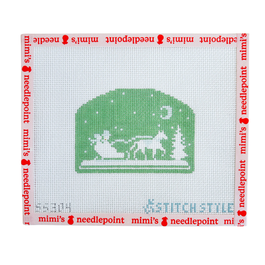 Mint Green Horse Drawn Carriage Silhouette in Forest