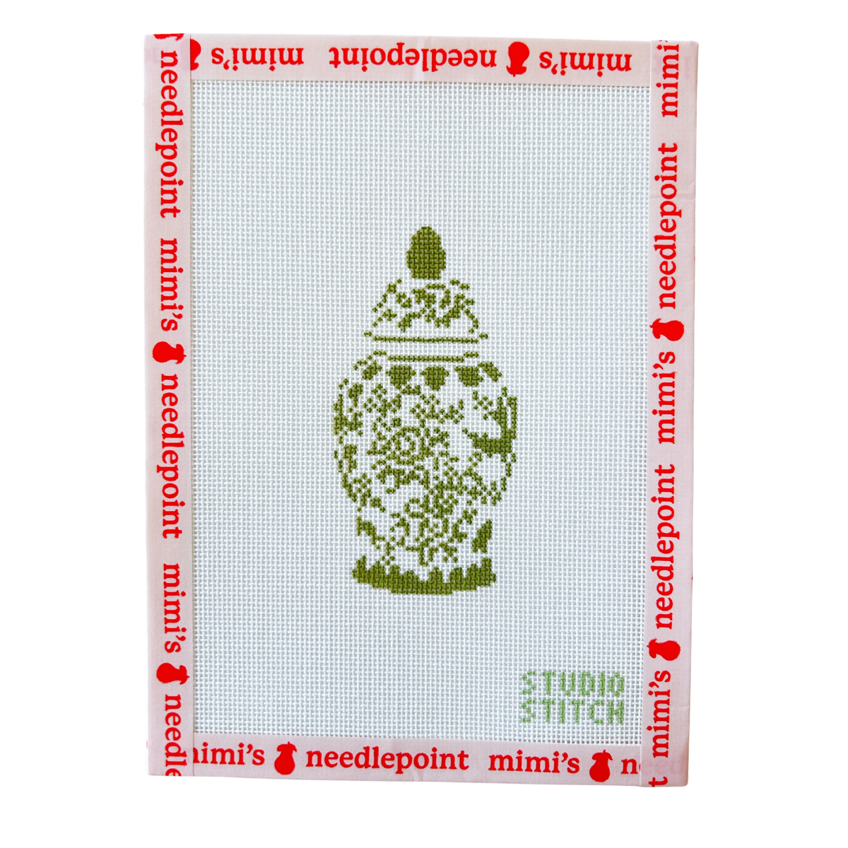 Green and White Ginger Jar