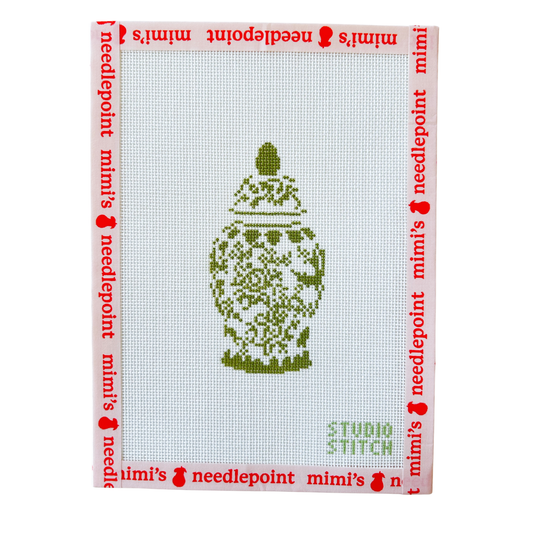 Green and White Ginger Jar