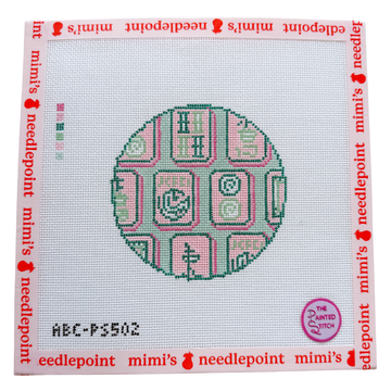 Mahjong Tiles Round: Pink & Green