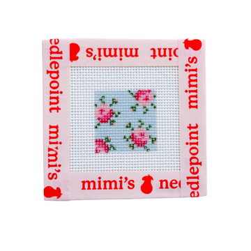 Pink Floral with Blue Background